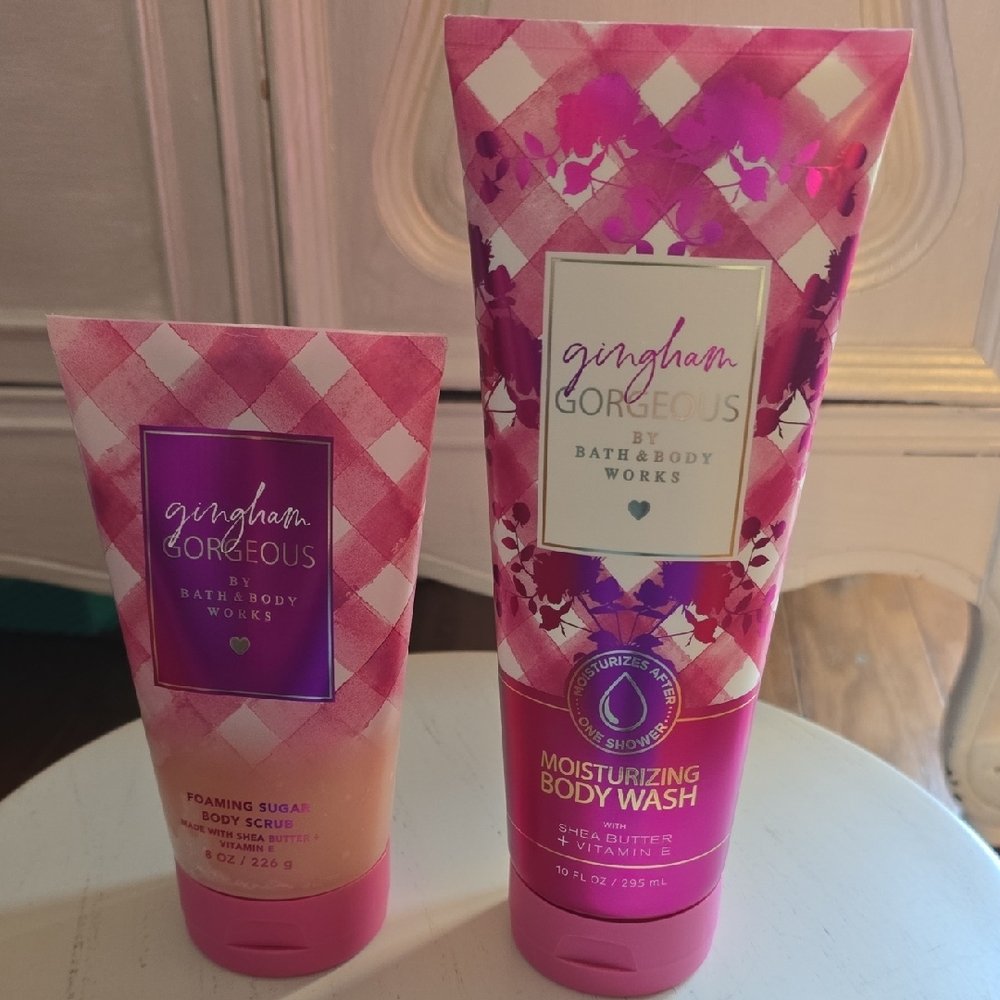 Bath & Body Works Gingham Gorgeous Pink Body Wash & Scrub Set - Picture 2 of 4